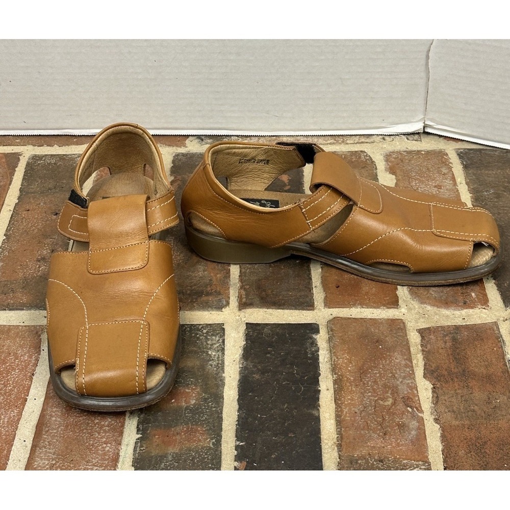 Brown Tan Leather Sandals Closed Toe Casual Fridays Fisherman Shoes Men's 9